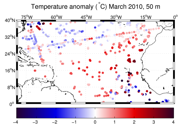 Temperature anomalies March 2010